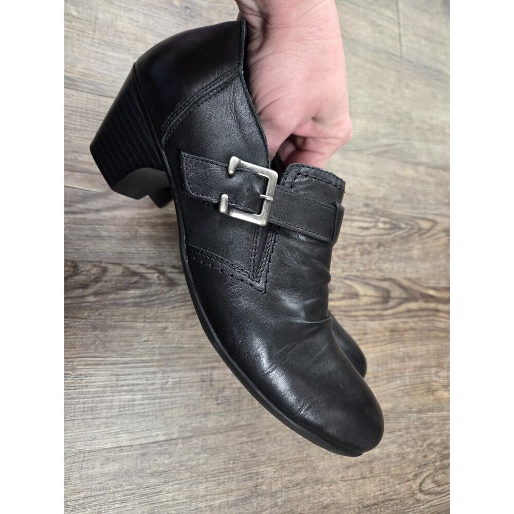 Rieker Sarah High Cut Court Black Leather Ankle Heels Bootie US 10.5/11 EUR 41 - Picture 6 of 9
